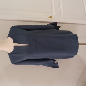 Willi Smith notch neck collar bow 3/4 sleeve blouse work top office henley